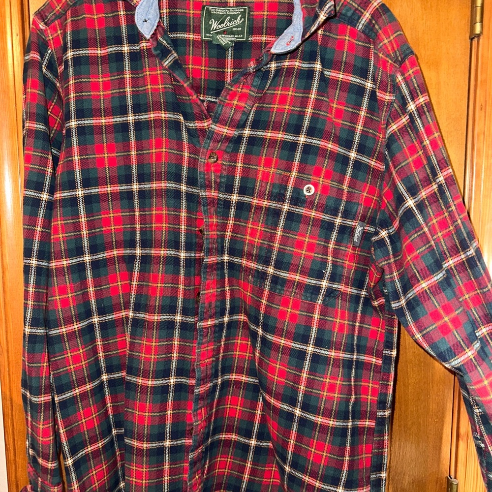 Woolrich Red and Blue Casual Button Down Shirt